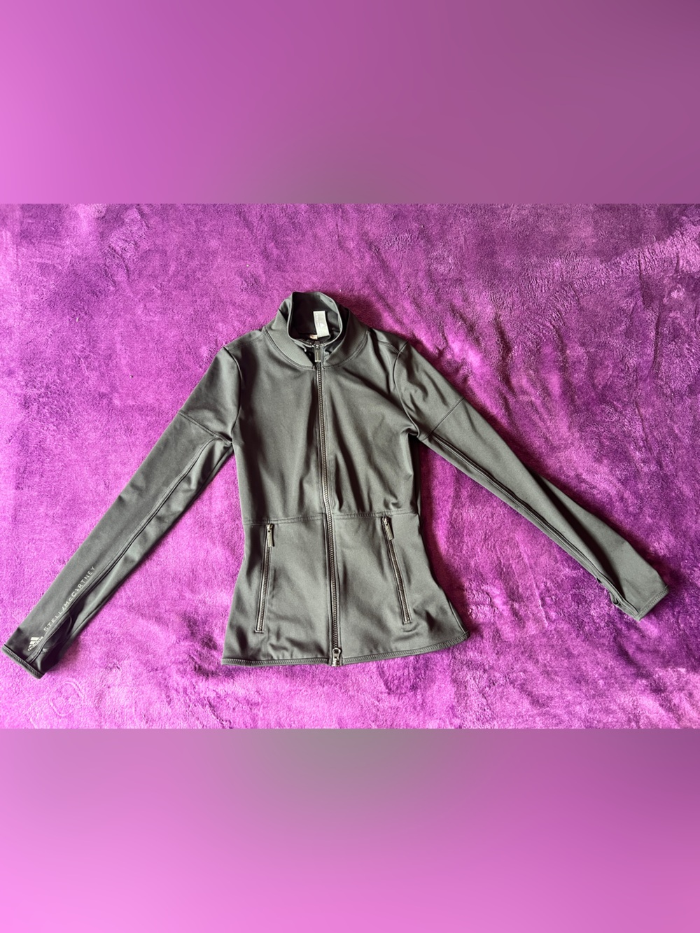 adidas x Stella McCartney Black Full-Zip Active Sweater With Finger Loop